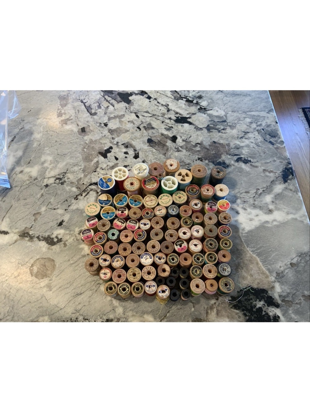 Vintage Wooden Thread Spools - Assorted Threads